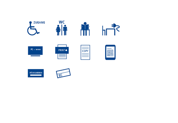 In der Stadtteilbibliothek Waldstadt ist barrierefreier Zugang möglich, es gibt Toiletten, Lese- und Arbeitsplätze mit und ohne Steckdosen, Computer mit Internetanschluss, Kopierer, Drucker, E-Book-Reader zum Ausleihen, EC-Kartenzahlung ist möglich und es gibt eine Medienrückgabebox
