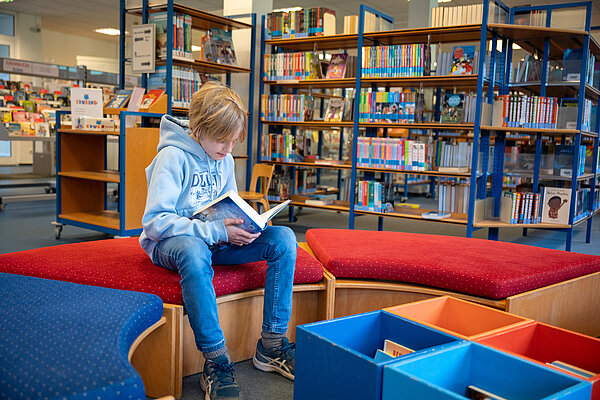 Junge liest ein Buch